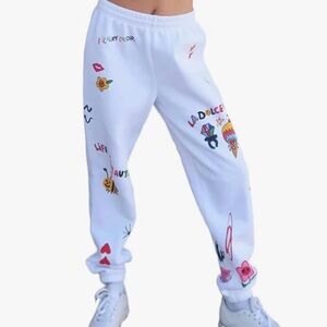 The Mayfair Group x ISCREAMCOLOUR Collaboration Colorful Graphic White Sweatpant